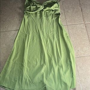 Twist-Bust Strapless Dress in Light Green